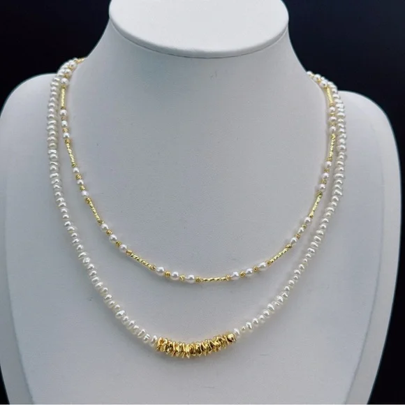 X85 Handmade Freshwater Baroque Pearl Necklace Set